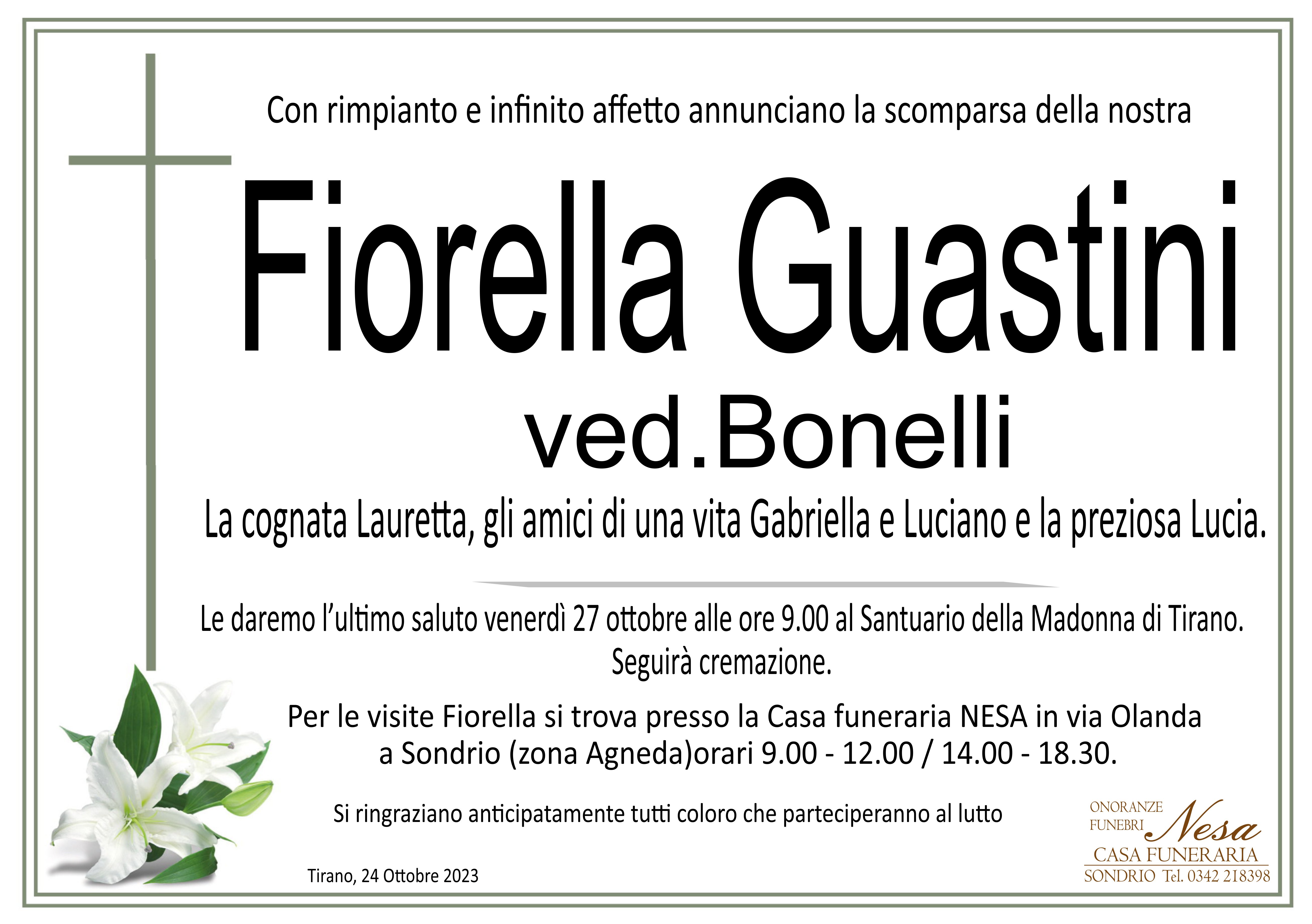 Necrologio Fiorella Guastini ved. Bonelli